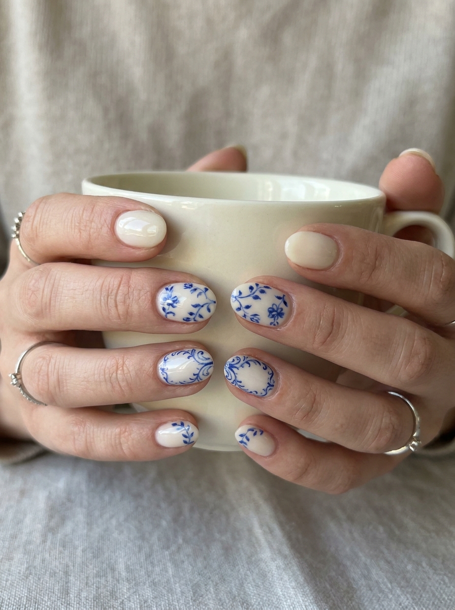 Blue Porcelain Short Ovals